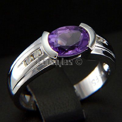 Natural Amethyst Diamonds 10k Solid Gold Ring r00007  