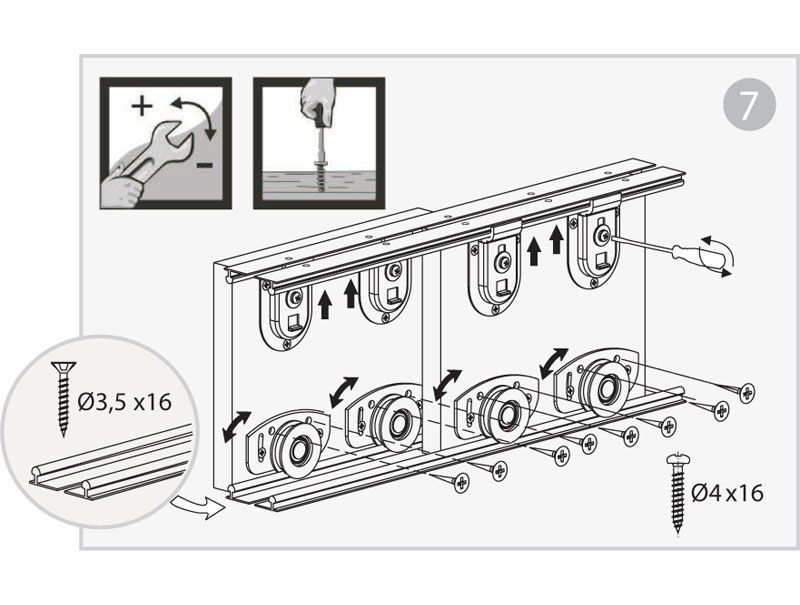 ARES 2 Sliding Door Gear System 70kg/2400mm (3 door)  