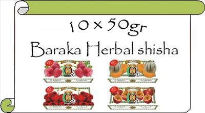 10x50gr Baraka Herbal Hookah Shisha Molasses SHEESHA  