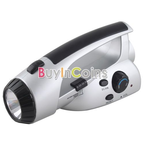 Handle Emergency Dynamo Electricity Flashlight with LED Light FM Radio 