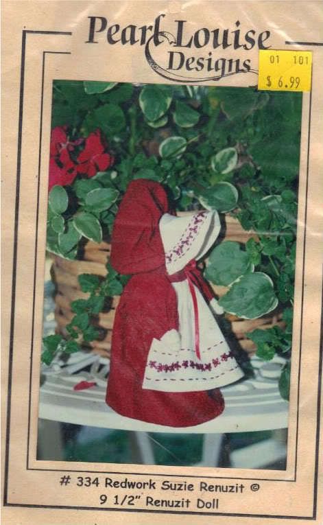 OOP ~ Pearl Louise Designs ~ Redwork Suzie Renuzit 9 1/2 Doll  