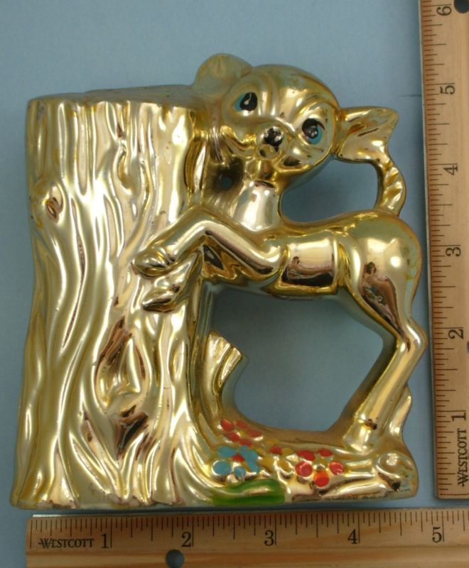 Shiny Gold Ceramic DEER FAWN Coin Money Bank Bambi  