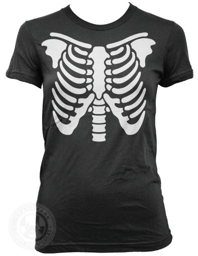 SKELETON RIBS American Apparel ladies 2102 T Shirt Cobra Kai Halloween 