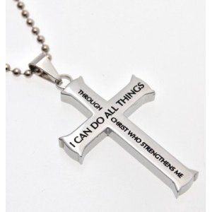 New Through Christ Iron Cross Necklace  