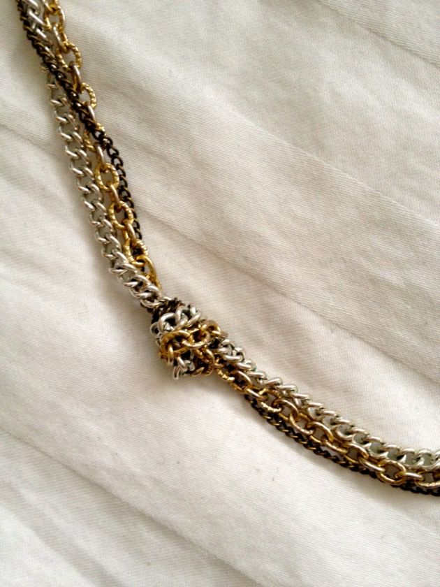 Ann Taylor LOFT Mixed Metal Knotted Chain Necklace 34  