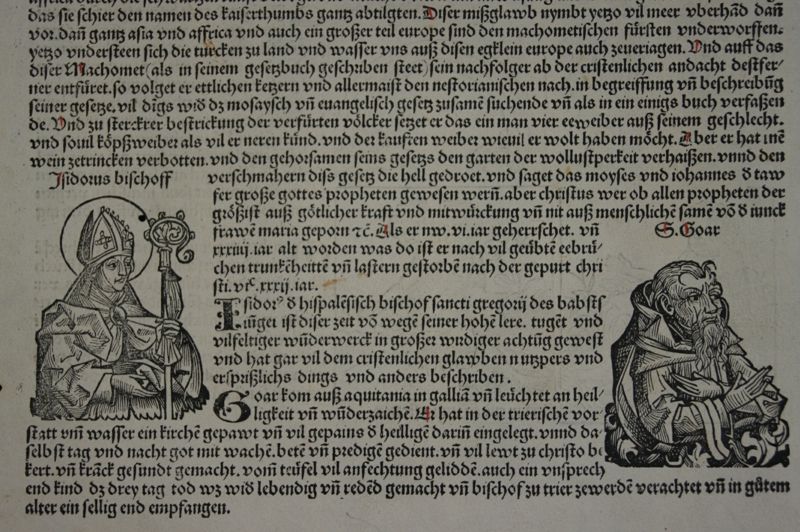 INKUNABLE BIBLE WOODCUTS MUHAMMAD WORLD CHRONICLE SCHEDEL 1493 AD 