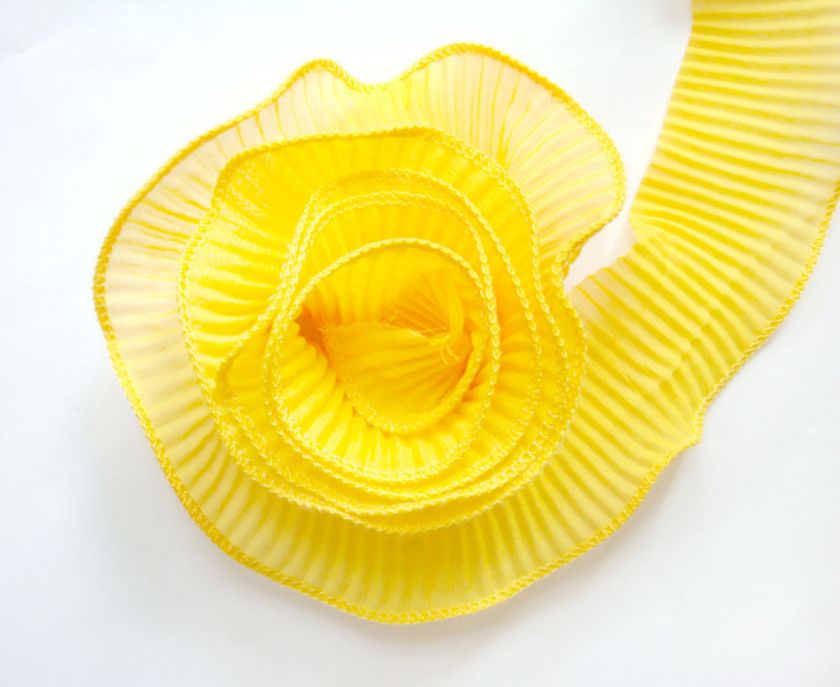 C258 16 Yellow Ruffle Lace Edge Fringe Trim x 10 Yard  