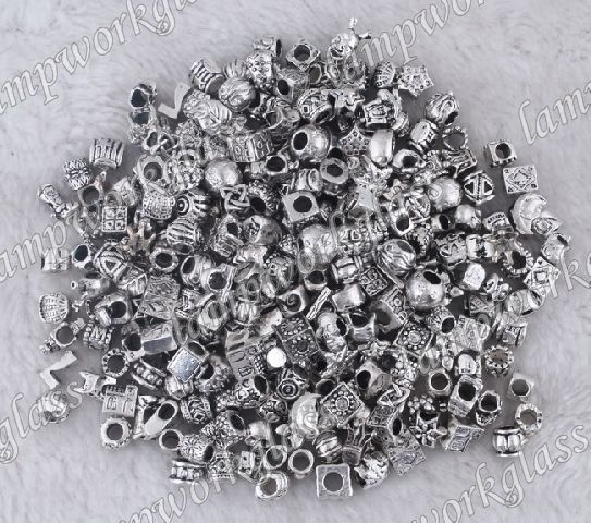 100pcs Tibetan European Silver Beads fit Charm bracelet  