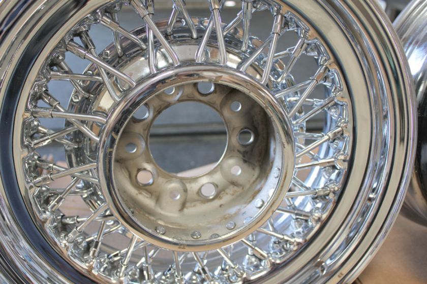 Wire Wheel Set Roadster Brand Rebuilt 15 X 6 56 Spokes Chrome Plated 