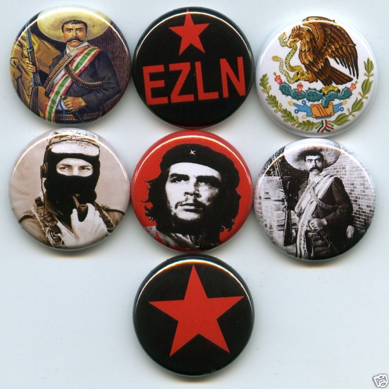 Latino REVOLUTION 7 Pins/Buttons/EZLN/Zapata/Che/punk  