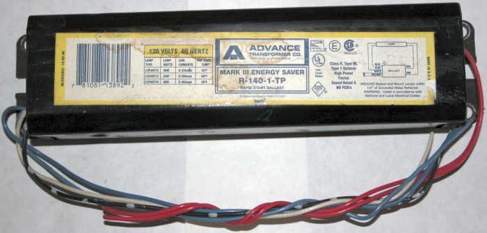 ADVANCE   RAPID START LIGHT BALLAST R140TP R 140 1 TP  