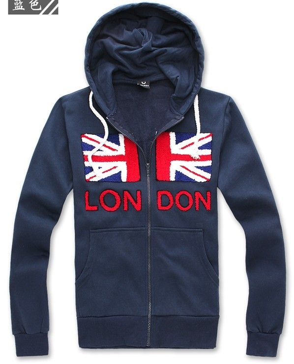   SWEATSHIRT JACKET UK FLAG LONDON PRINT FLEECE INSIDE 1487  