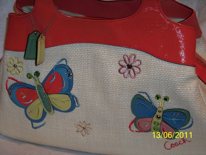 NWT COACH TOTE LEXI STRAW BUTTERFLY BAG Handbag NEW$428  
