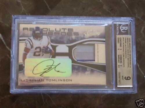 2006 LADAINIAN TOMLINSON NFL JERSEY REEBOK TAG LOGO PATCH AUTO/15 BGS 