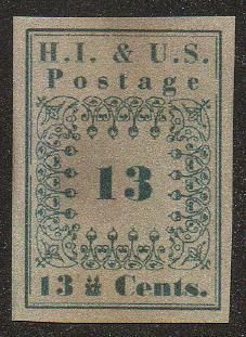 1851 Hawaii   No.4(a3) Blue   13 Cents GW Reproduction  