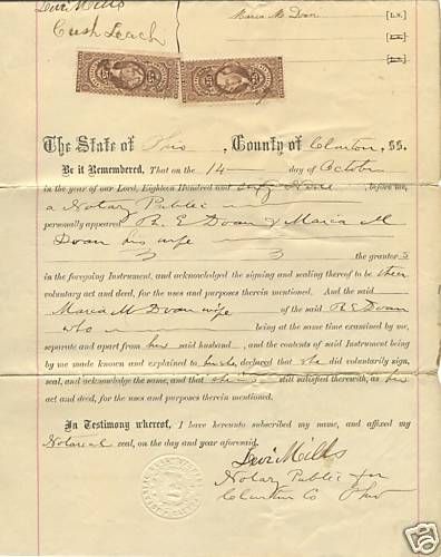 1869 Clinton County, OH Quit Claim R44c Stamped Revenue  