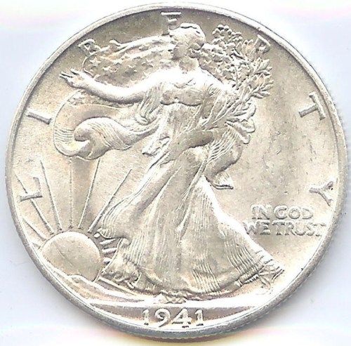 1941 S Walking Liberty Half Dollar Choice AU Unc.  