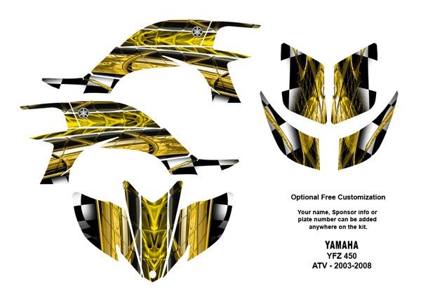 YAMAHA YFZ450 Atv Graphic Decal Sticker Kit #2001Yellow with Racing 