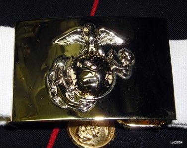 USMC NCO Dress Waistplate Buckle Belt brass white Marine Corps EGA new 