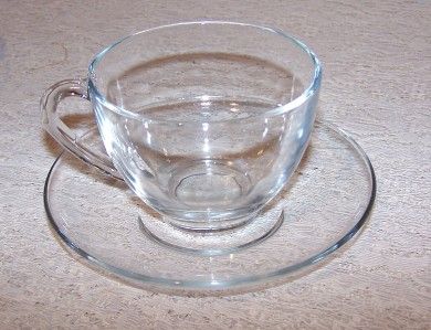 Vintage Set of 4 Arcoroc France Glass Cups/Saucers Mkd  