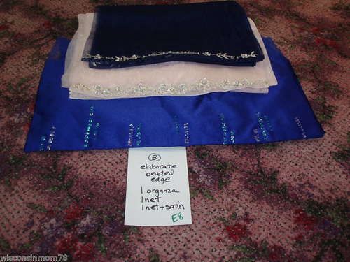 Lot 3 Assorted Wrap Shawl Formal ELABORATE Beaded edge PREMIUM 