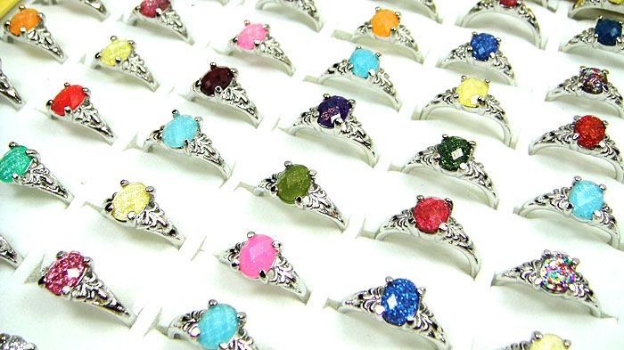 wholesale jewelry lots of 100pcs Acrylic silver fashion rings  