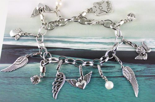 1pcs Tibetan silver ANGEL WING charm bracelet  