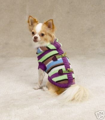 Striped Toggle Hoodie Dog Sweater Clothes Warm Winter  
