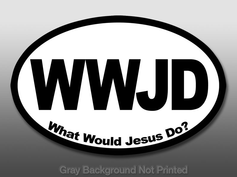 OVAL WWJD What Would Jesus Do Sticker  christian bumper  