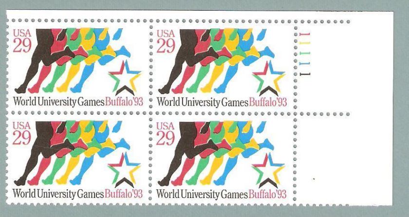 2748 WORLD UNIVERSITY GAMES US PLATE BLOCK MINT/NH  