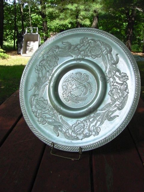 OLD FANCY HAND WROUGHT ALUMINUM TRAY by WILSON NY NR  