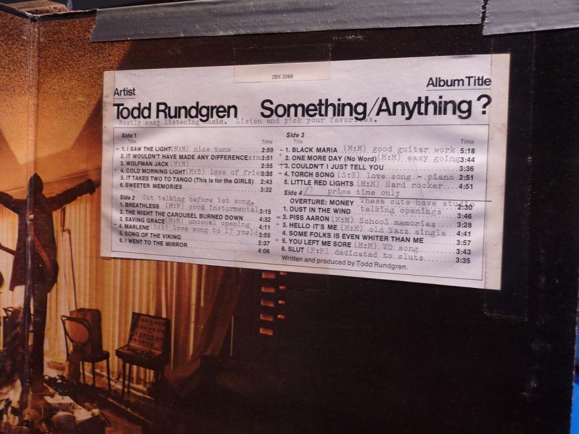 RUNDGREN SOMETHING ANYTHING PROMO w timing strip 2LP set9  