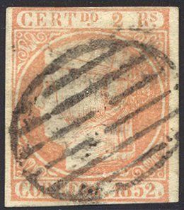SPAIN #14 (Ed 14) Used RARE w/Cert   1852 2r Pale Red  