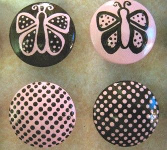 set of 12 brown pink polka dots butterflies dresser drawer knobs 550