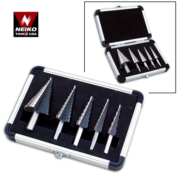 5PC NEIKO USA STEP UNI DRILL BIT SET CASE METRIC MM NEW  