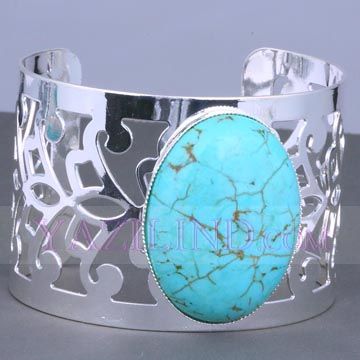 Women/Unisex Fashion Oval Blue Turquoise Mesh Silver Plated Gift 