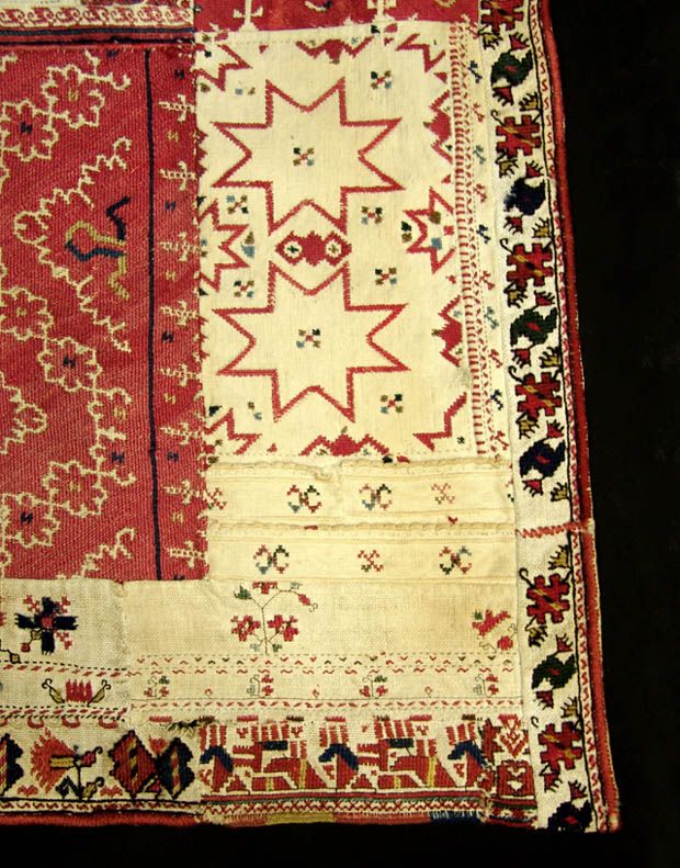 ETHNIC MACEDONIAN FOLK KNOT LINEN TAPESTRY TABLECLOTH  