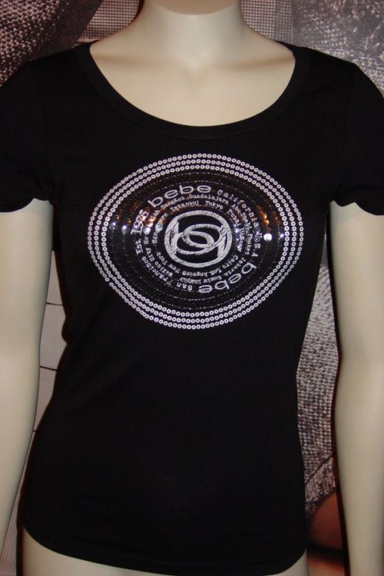 xs*s*m*l* BEAUTIFUL BEBE LOGO tee shirt top *black* tons to choose 