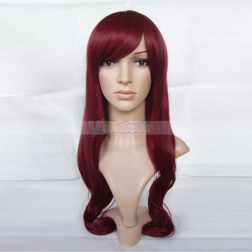 70Cm Beautiful Charming Burgundy Anime Long Hair Wig  