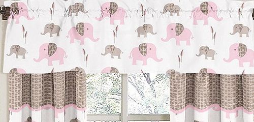 UNIQUE DISCOUNT PINK AND BROWN MOD ELEPHANT DESIGNER GIRL BABY BEDDING 