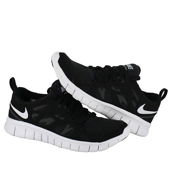 NIKE FREE RUN 2.0 (GS) BLACK WHITE ANTHRACITE KIDS US SIZE 6, WOMENS 7 