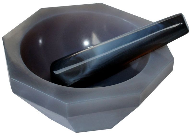 Extra Deep Polish Natural Agate Lab Mortar & Pestle  