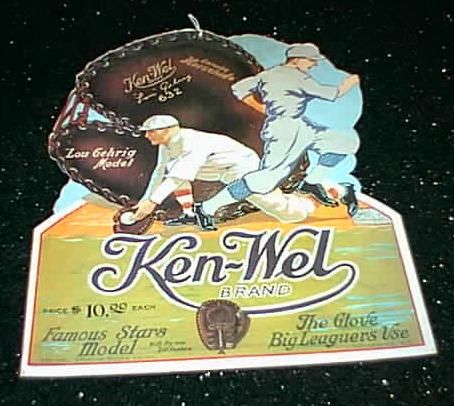 LOU GEHRIG KEN WEL ADVERTISING CARDBOARD SIGN  