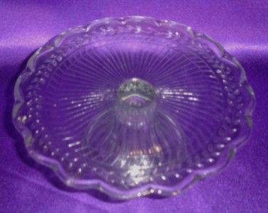 Depression Glass Scalloped Leaf Cake Plate  