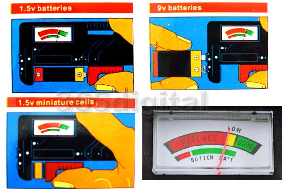   /AAA/C/D/9V Universal Button Cell Battery Volt Tester Portable  