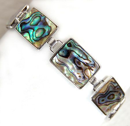 15x20mm Natural Abalone Shell Bracelet 6Beads 7.5 8  