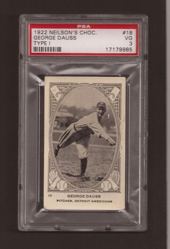 1922 Neilsons Chocolate #18 George Dauss PSA 3  