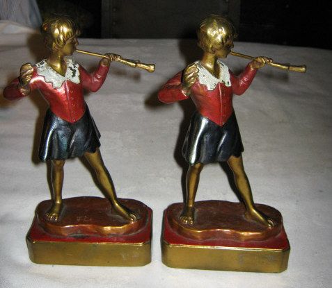 ANTIQUE ARMOR BRONZE FLUTE GIRL MUSIC ART SCULPTURE STATUE BOOK DESK 