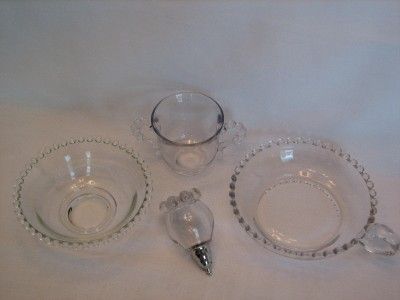   CANDLEWICK (5) PIECE NAPPY, SUGAR, SAUCER SALT & BOWL Excellent Cond