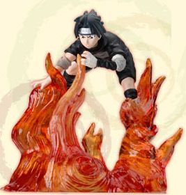 Anime Naruto Mini Real Scene Statue Sasuke Fireball  